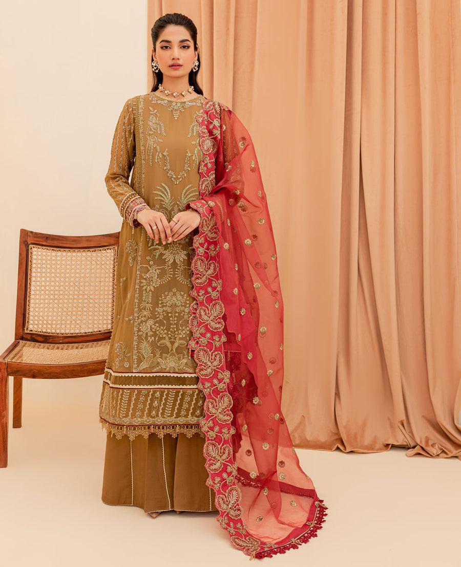 Xenia Formals Unstitched Luxury Embroidered Chiffon 3Pc Suit - AFAK