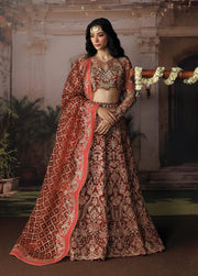 Afrozeh Shehnai Hand Work Organza Unstitched 3Pc Suit AFR-0157 Rukhsan