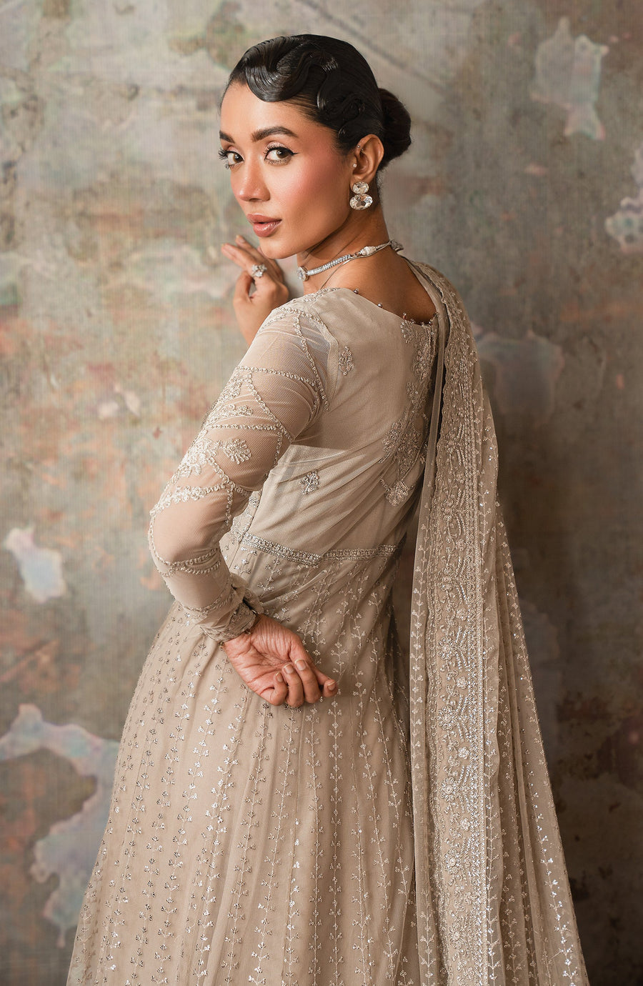 Zarif Emirah Luxury Embroidered Net Unstitched 3Pc Suit ZEF 02 BREEZE