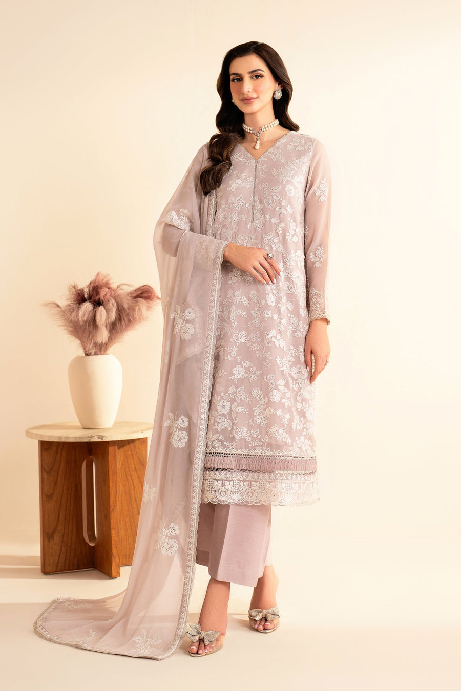 Xenia Formals Embroidered Chiffon Unstitched 3Pc Suit XF-966 AHITI