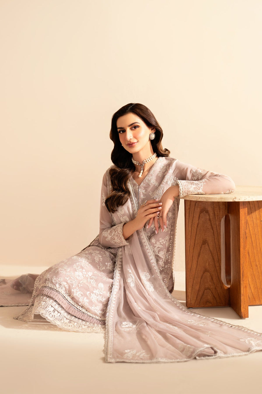 Xenia Formals Embroidered Chiffon Unstitched 3Pc Suit XF-966 AHITI