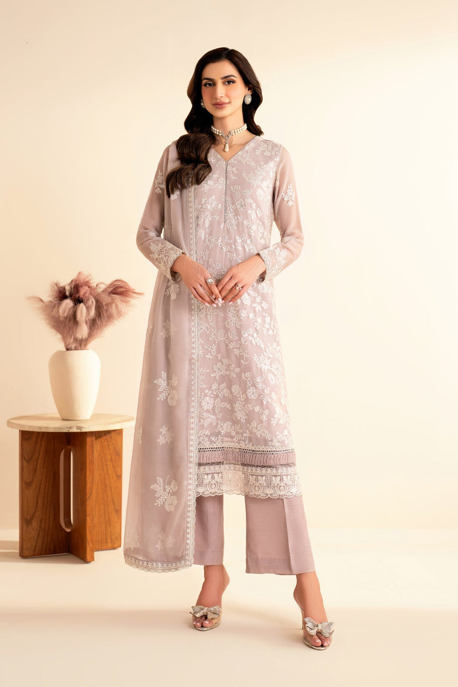 Xenia Formals Embroidered Chiffon Unstitched 3Pc Suit XF-966 AHITI