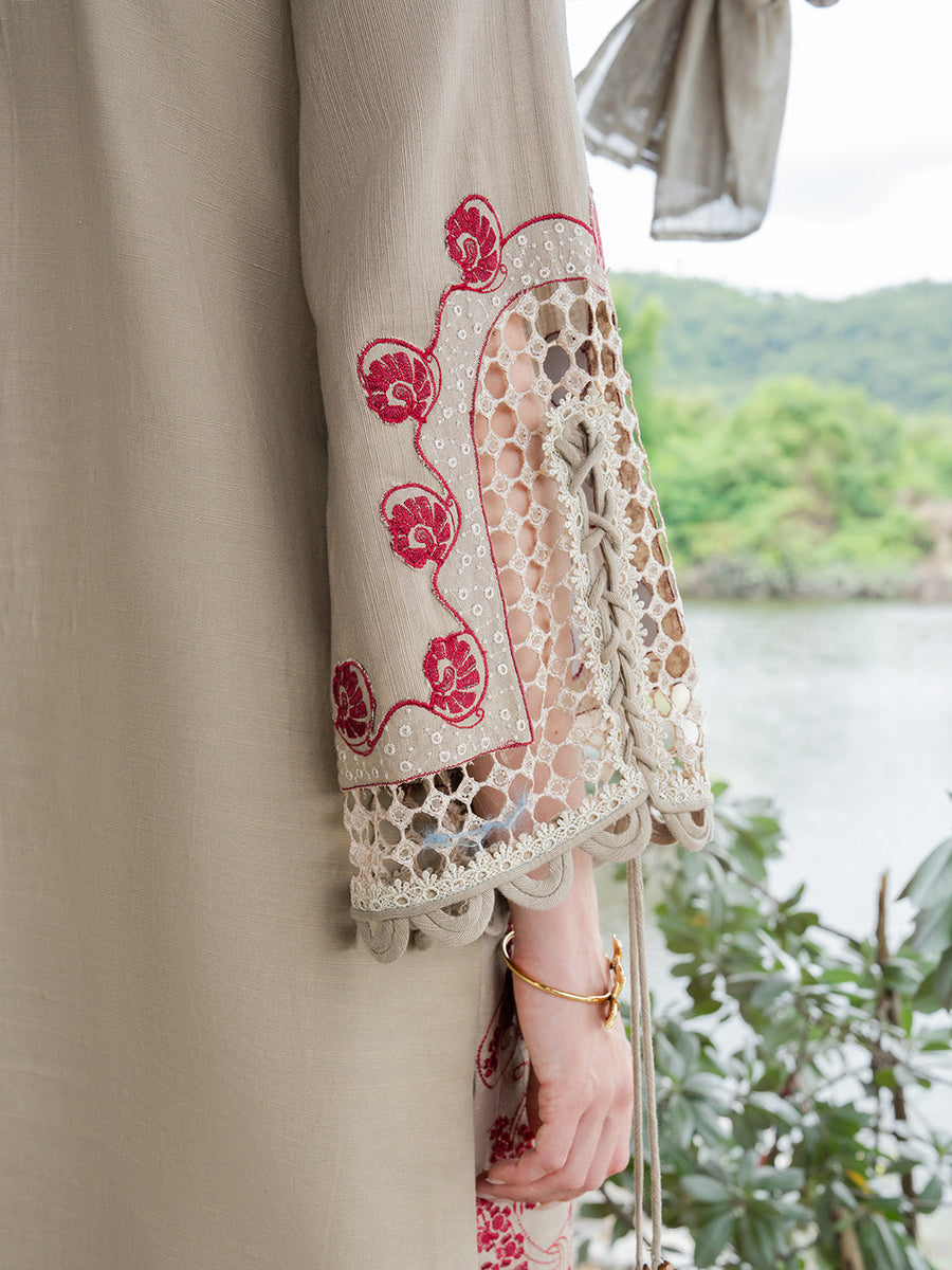 Faiza Faisal Dastaan Embroidered Khaddar Unstitched 3Pc Suit - AILEEN