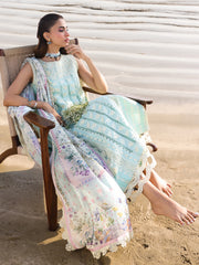 Faiza Faisal Marine Embroidered Luxury Lawn Unstitched 3Pc Suit - AINE