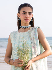 Faiza Faisal Marine Embroidered Luxury Lawn Unstitched 3Pc Suit - AINE