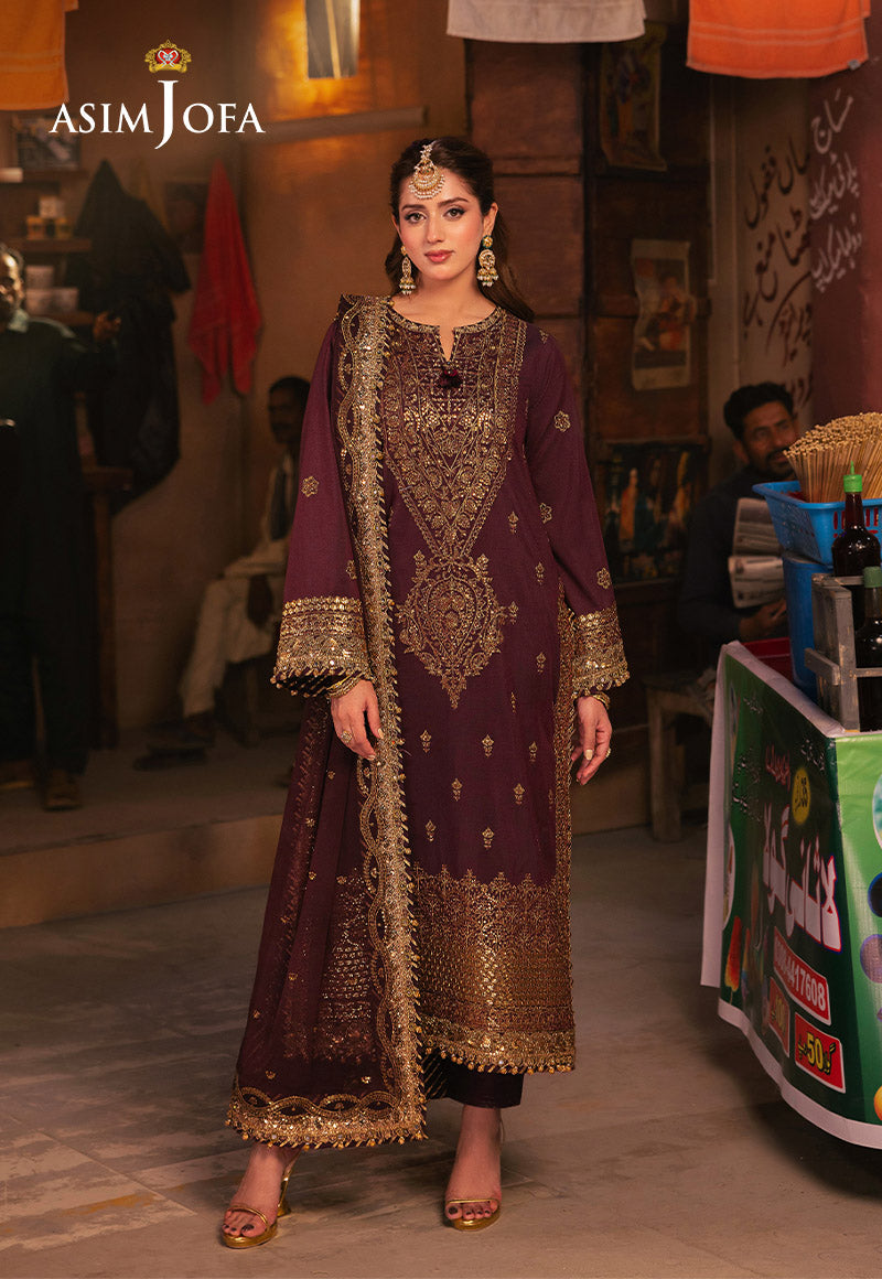 Chamkeeli by Asim Jofa Embroidered Twisted Silk Unstitched 3Pc Suit AJKK-01