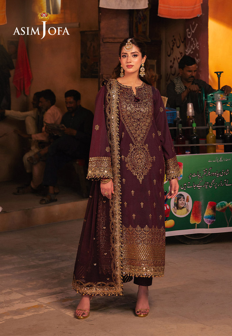 Chamkeeli by Asim Jofa Embroidered Twisted Silk Unstitched 3Pc Suit AJKK-01