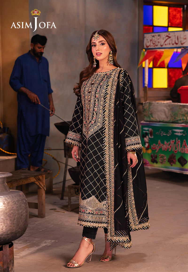 Chamkeeli by Asim Jofa Embroidered Twisted Silk Unstitched 3Pc Suit AJKK-02