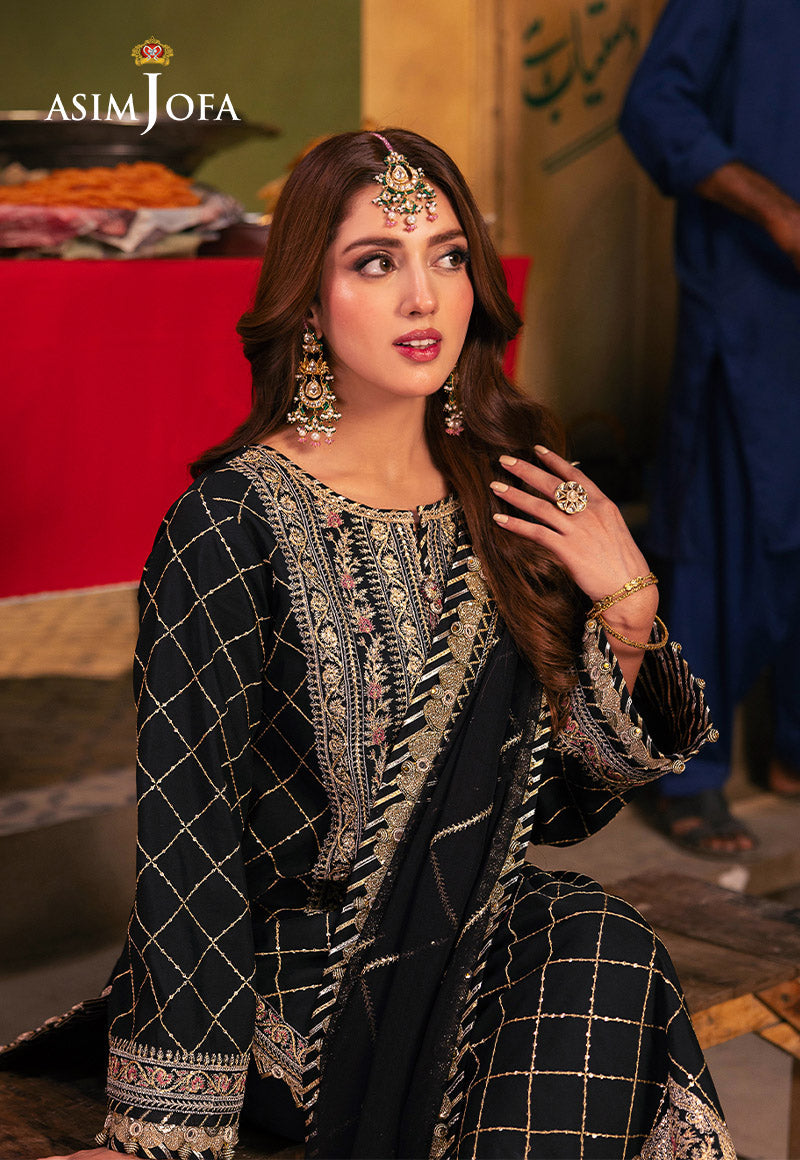 Chamkeeli by Asim Jofa Embroidered Twisted Silk Unstitched 3Pc Suit AJKK-02