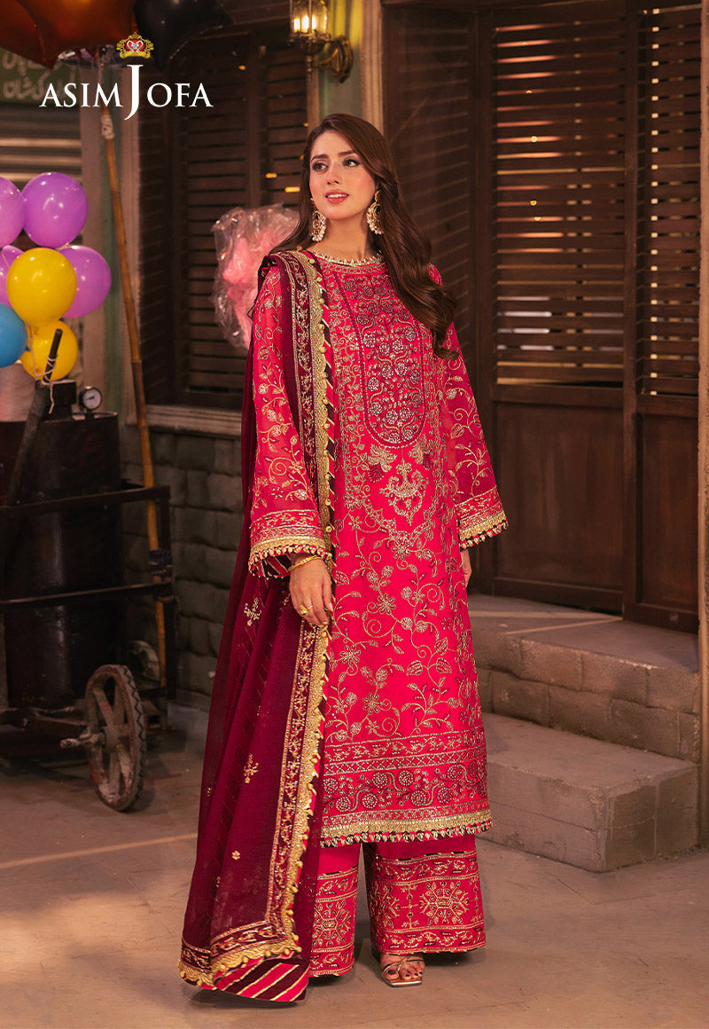 Chamkeeli by Asim Jofa Embroidered Chiffon Unstitched 3Pc Suit AJKK-11