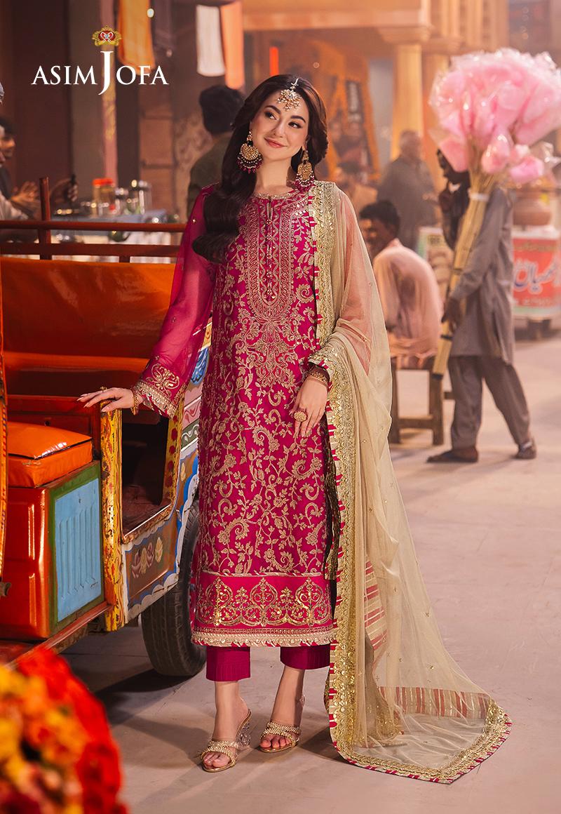 Chamkeeli by Asim Jofa Embroidered Net Unstitched 3Pc Suit AJKK-14