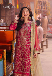 Chamkeeli by Asim Jofa Embroidered Net Unstitched 3Pc Suit AJKK-14