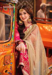 Chamkeeli by Asim Jofa Embroidered Net Unstitched 3Pc Suit AJKK-14
