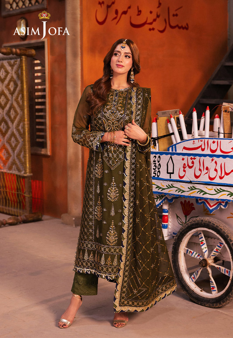 Chamkeeli by Asim Jofa Embroidered Chiffon Unstitched 3Pc Suit AJKK-16