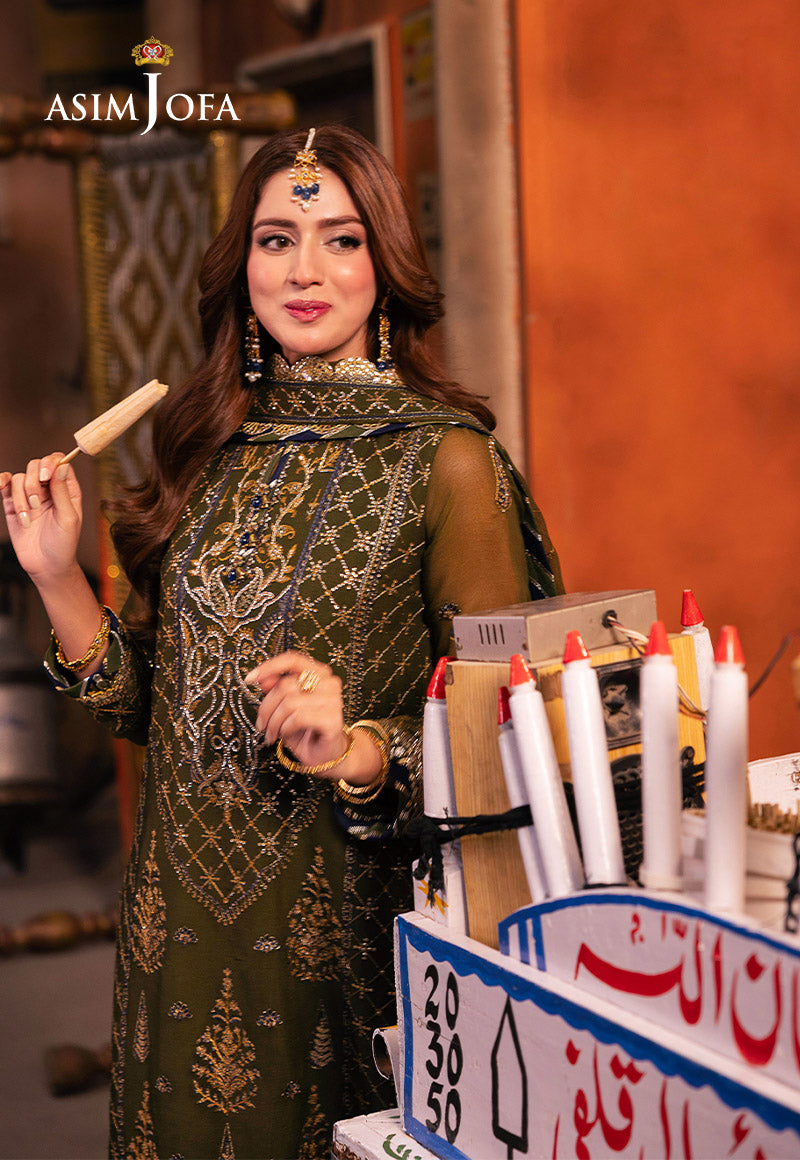 Chamkeeli by Asim Jofa Embroidered Chiffon Unstitched 3Pc Suit AJKK-16