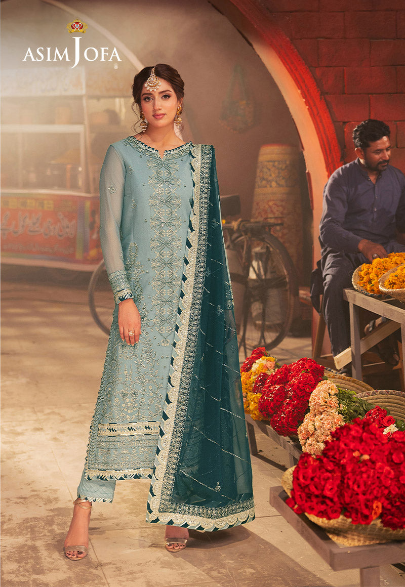 Chamkeeli by Asim Jofa Embroidered Chiffon Unstitched 3Pc Suit AJKK-17