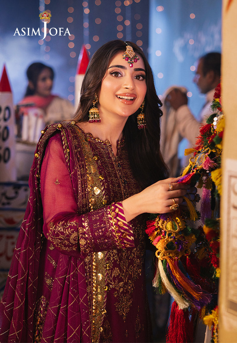 Chamkeeli by Asim Jofa Embroidered Chiffon Unstitched 3Pc Suit AJKK-18