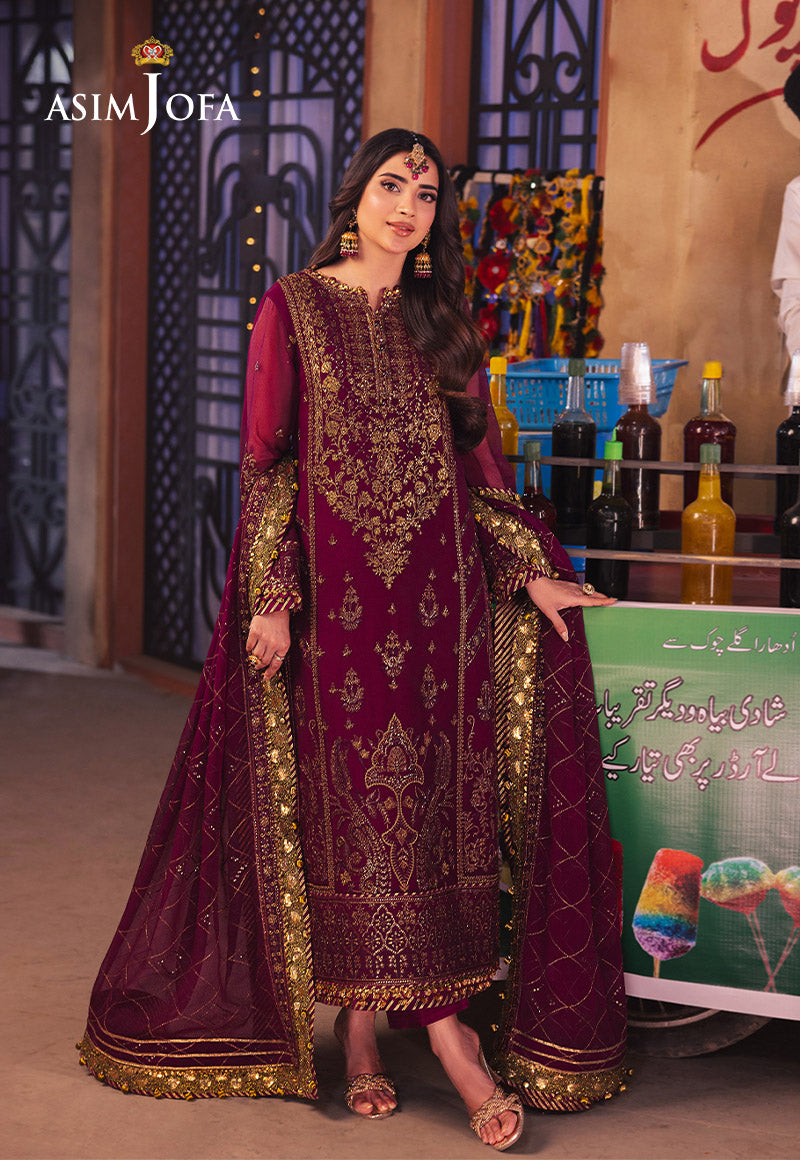 Chamkeeli by Asim Jofa Embroidered Chiffon Unstitched 3Pc Suit AJKK-18