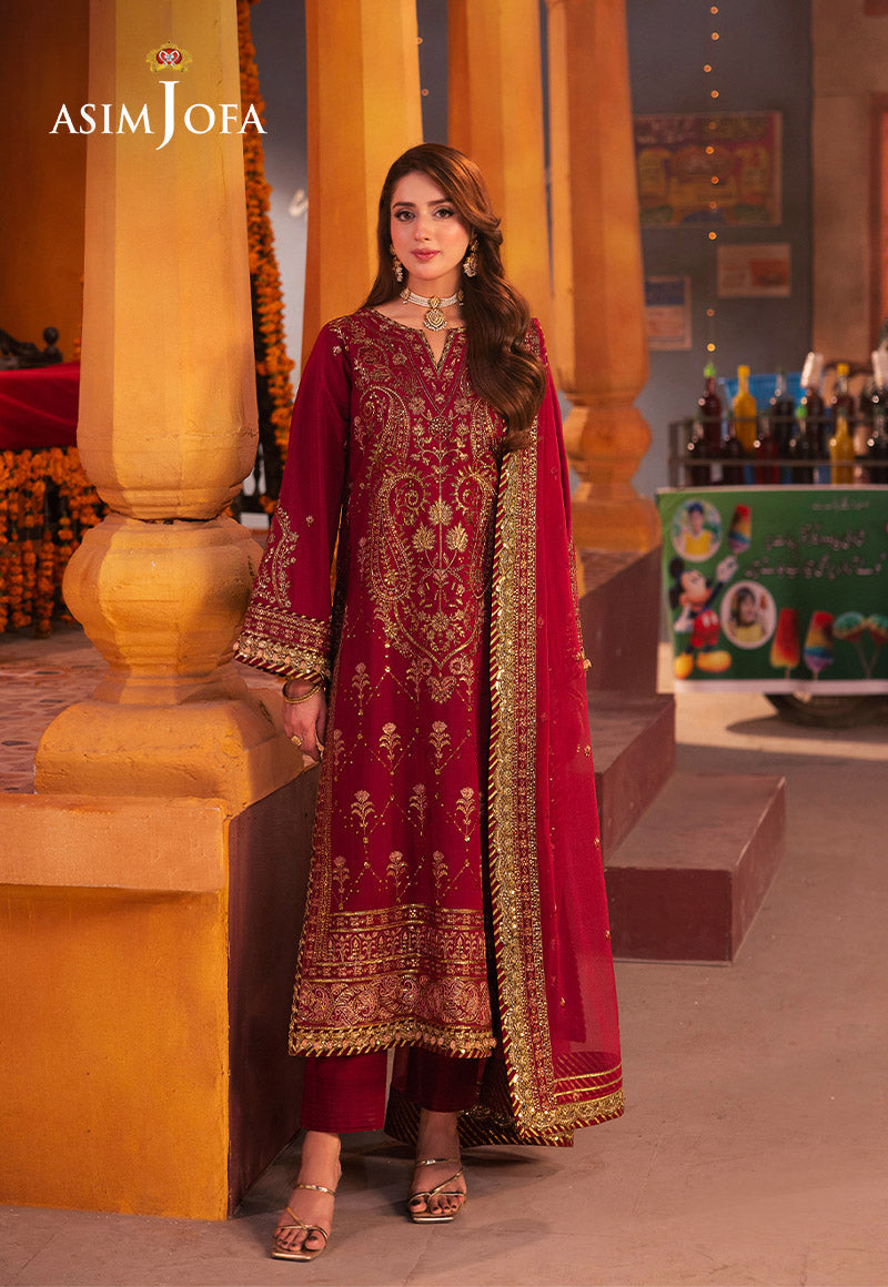 Chamkeeli by Asim Jofa Embroidered Twisted Silk Unstitched 3Pc Suit AJKK-19