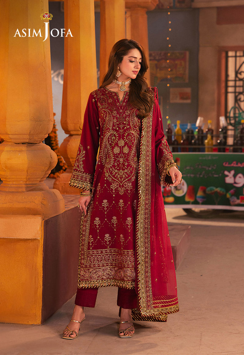 Chamkeeli by Asim Jofa Embroidered Twisted Silk Unstitched 3Pc Suit AJKK-19