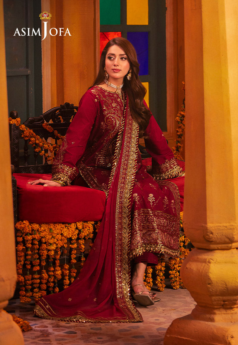 Chamkeeli by Asim Jofa Embroidered Twisted Silk Unstitched 3Pc Suit AJKK-19