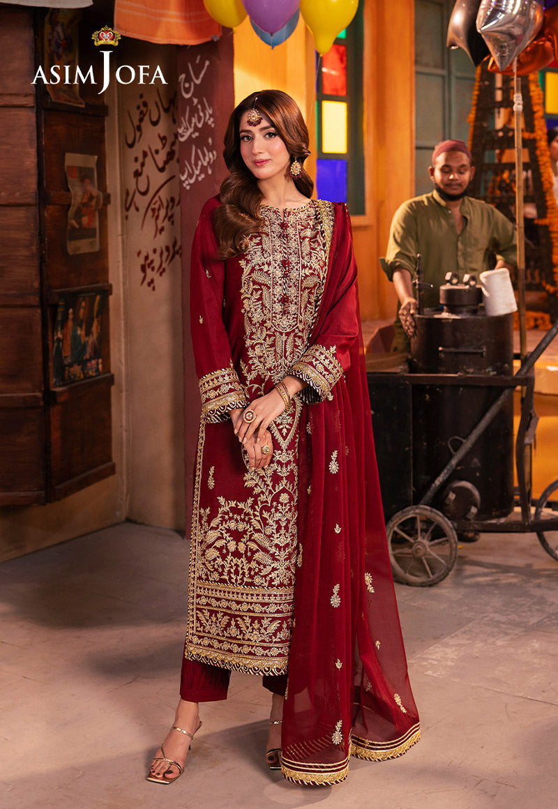 Chamkeeli by Asim Jofa Embroidered Twisted Silk Unstitched 3Pc Suit AJKK-20