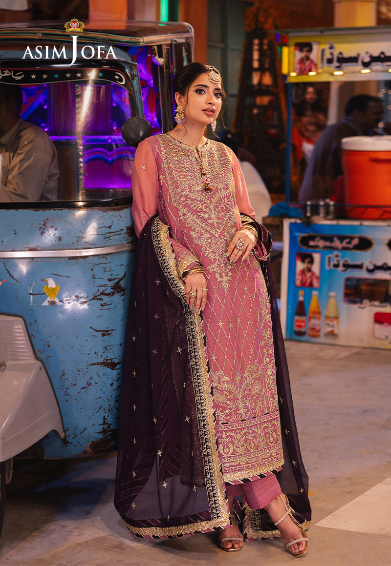 Chamkeeli by Asim Jofa Embroidered Chiffon Unstitched 3Pc Suit AJKK-24