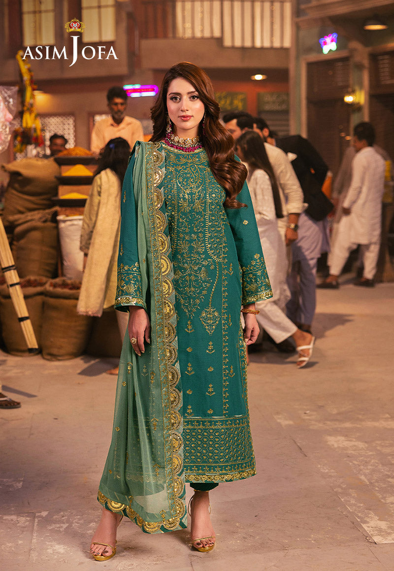 Chamkeeli by Asim Jofa Embroidered Twisted Silk Unstitched 3Pc Suit AJKK-27