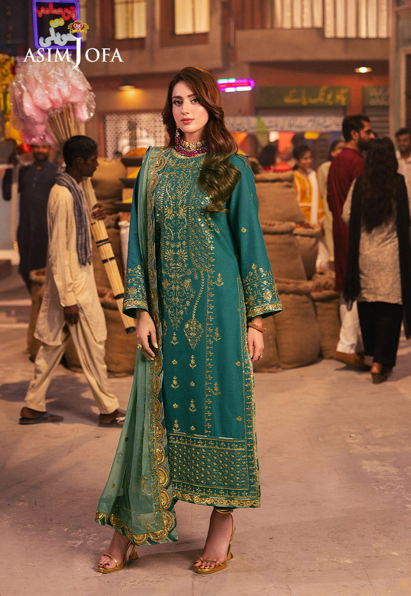 Chamkeeli by Asim Jofa Embroidered Twisted Silk Unstitched 3Pc Suit AJKK-27