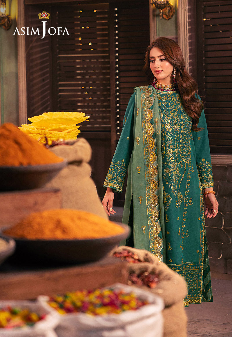 Chamkeeli by Asim Jofa Embroidered Twisted Silk Unstitched 3Pc Suit AJKK-27