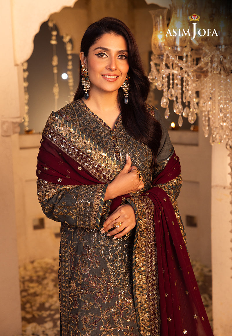 Shehnai by Asim Jofa Embroidered Raw Silk Unstitched 3Pc Suit AJSH-07