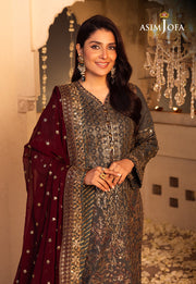Shehnai by Asim Jofa Embroidered Raw Silk Unstitched 3Pc Suit AJSH-07