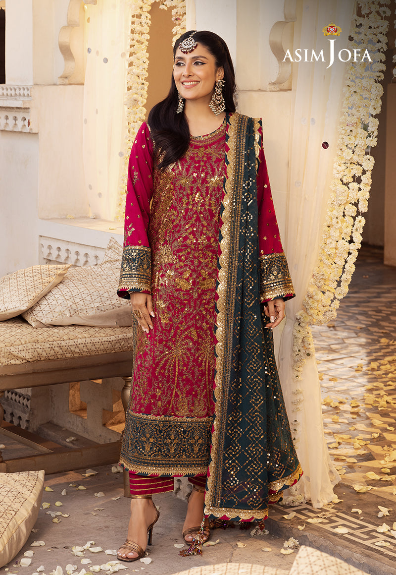 Shehnai by Asim Jofa Embroidered Raw Silk Unstitched 3Pc Suit AJSH-19