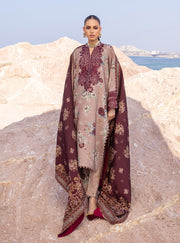 Zainab Chottani Embroidered Herringbone Unstitched 3Pc Suit D-01 Aks