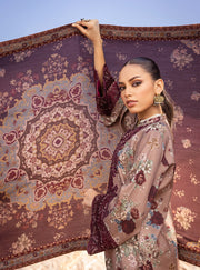 Zainab Chottani Embroidered Herringbone Unstitched 3Pc Suit D-01 Aks