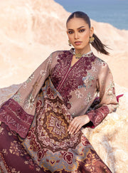 Zainab Chottani Embroidered Herringbone Unstitched 3Pc Suit D-01 Aks