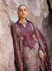 Zainab Chottani Embroidered Herringbone Unstitched 3Pc Suit D-01 Aks