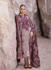 Zainab Chottani Embroidered Herringbone Unstitched 3Pc Suit D-01 Aks
