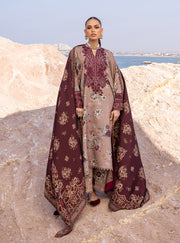 Zainab Chottani Embroidered Herringbone Unstitched 3Pc Suit D-01 Aks