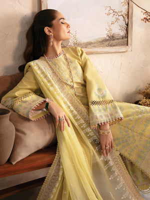 Afrozeh Cascade Embroidered Luxury Lawn Unstitched 3Pc Suit - Liliana