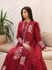 Afrozeh Cascade Embroidered Luxury Lawn Unstitched 3Pc Suit - Emery