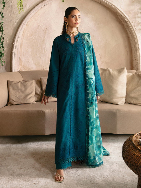 Afrozeh Cascade Embroidered Luxury Lawn Unstitched 3Pc Suit - Mia