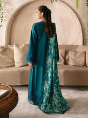 Afrozeh Cascade Embroidered Luxury Lawn Unstitched 3Pc Suit - Mia