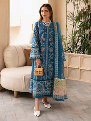 Afrozeh Cascade Embroidered Luxury Lawn Unstitched 3Pc Suit - Amelia
