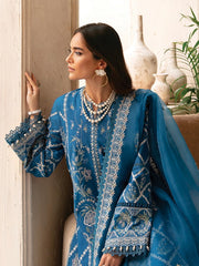 Afrozeh Cascade Embroidered Luxury Lawn Unstitched 3Pc Suit - Amelia