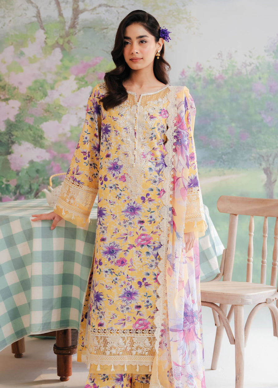 Afrozeh The Floral Charm Embroidered Lawn Unstitched 3Pc Suit AL-24-V1-01