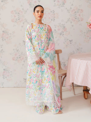 Afrozeh The Floral Charm Embroidered Lawn Unstitched 3Pc Suit AL-24-V1-03