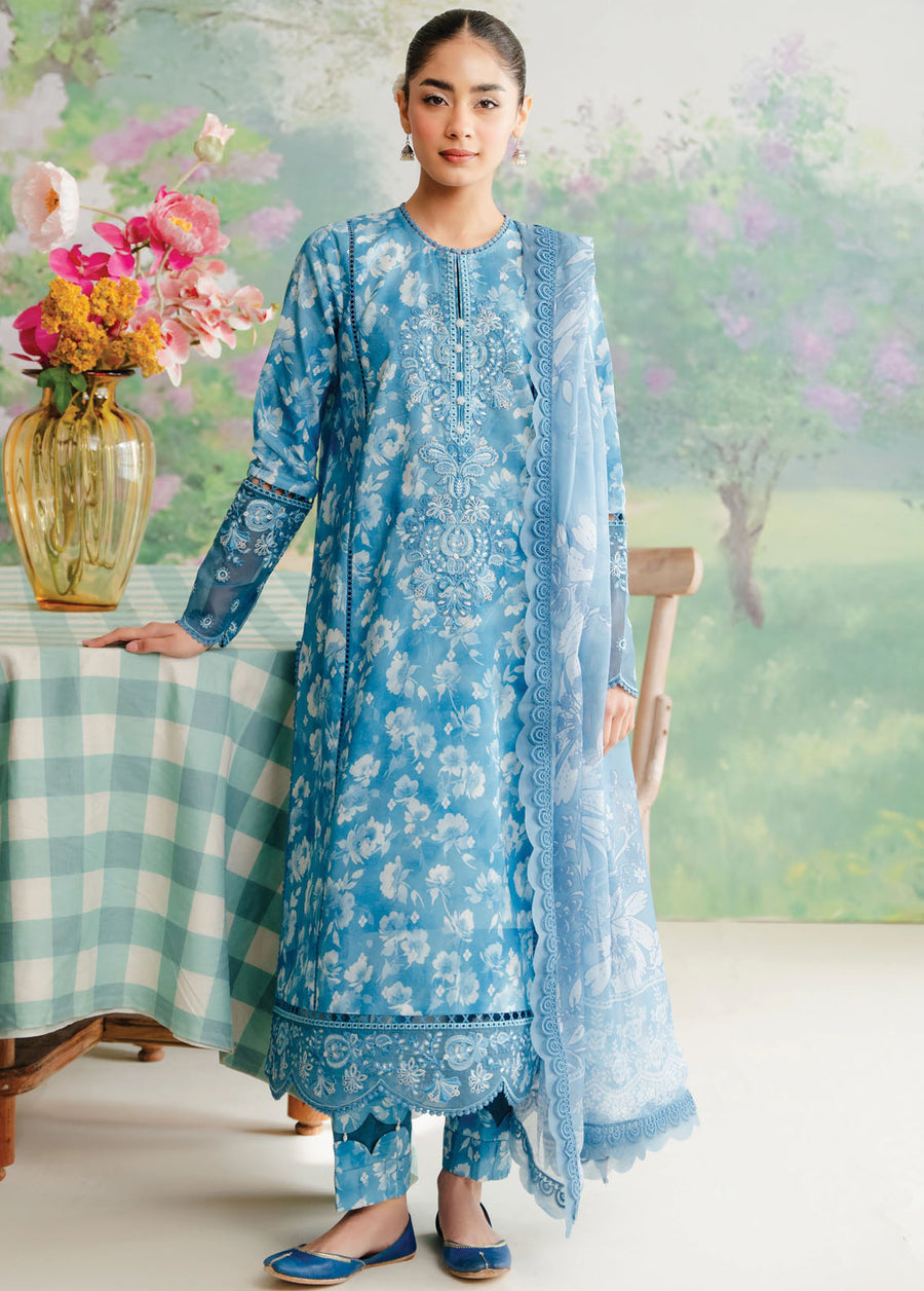 Afrozeh The Floral Charm Embroidered Lawn Unstitched 3Pc Suit AL-24-V1-08