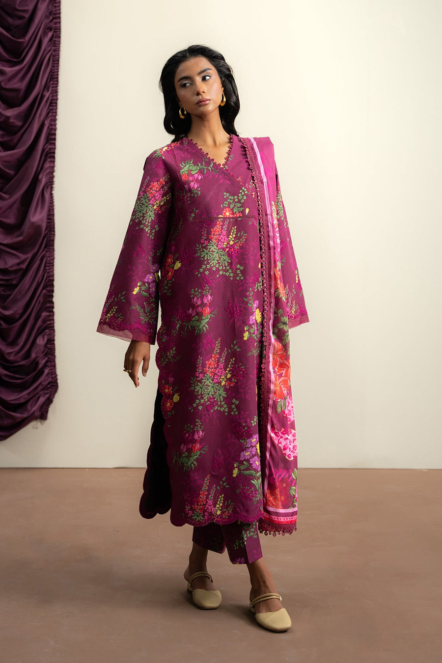 Ayzel The Bare Minimu Embroidered Lawn Unstitched 3Pc Suit AL-25-V8-03 DEWPETAL