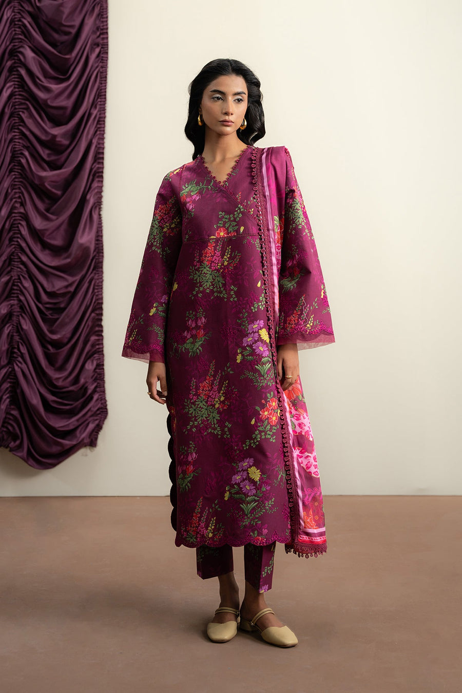 Ayzel The Bare Minimu Embroidered Lawn Unstitched 3Pc Suit AL-25-V8-03 DEWPETAL